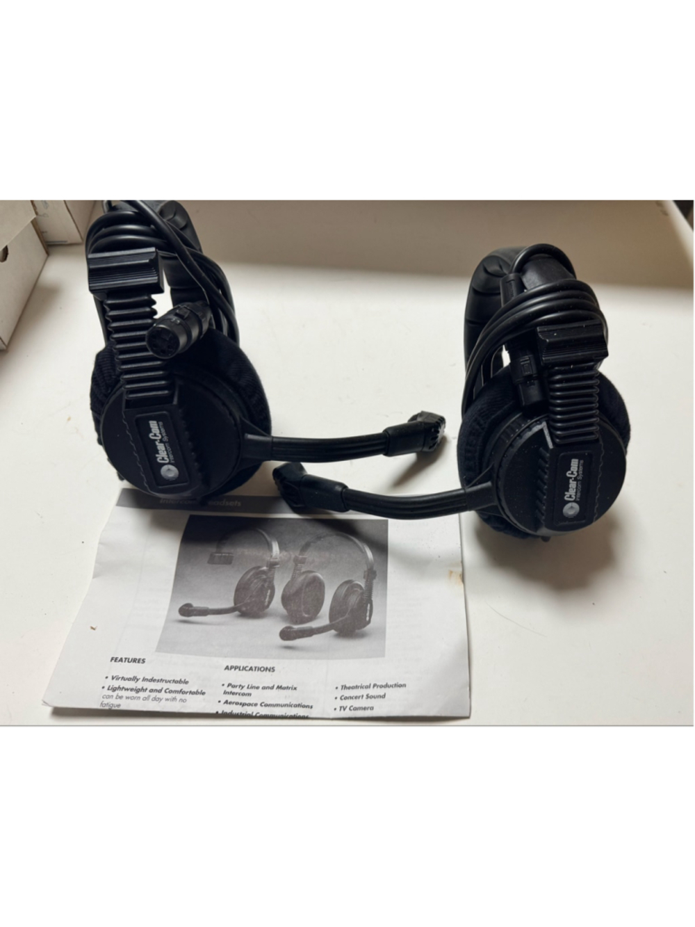 Pair Vintage Clear-Com Professional Intercom Single Ear Headsets CC-85
